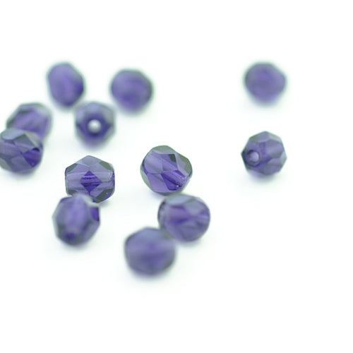 Preciosa ground glass beads purple / 50 pcs. / 6mm