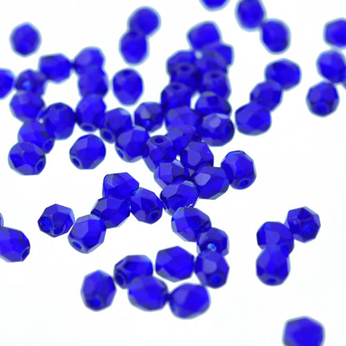 Preciosa ground glass beads dark blue / 100 pcs. / 4mm