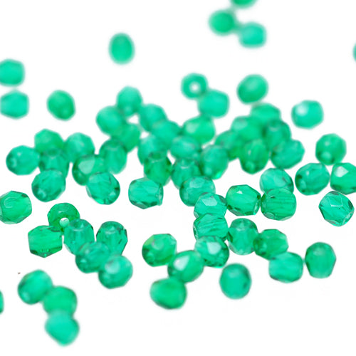 Preciosa glass beads green / 100 pcs. / 3mm