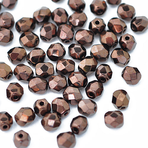 Preciosa glass beads metallic bronze / 100 pcs. / 4mm