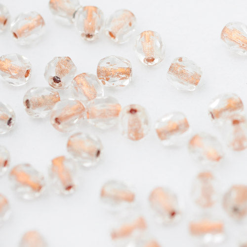 Preciosa Glasschliffperlen Crystal kupfereinzug / 100 Stk. / 4mm