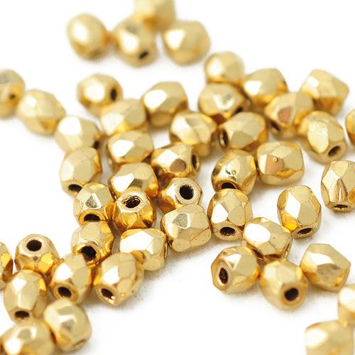 Preciosa glass beads gold / 100 pcs. / 3mm