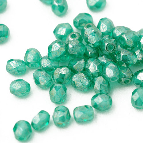 Preciosa Glasschliffperlen emerald lüster / 100 Stk. / 4mm