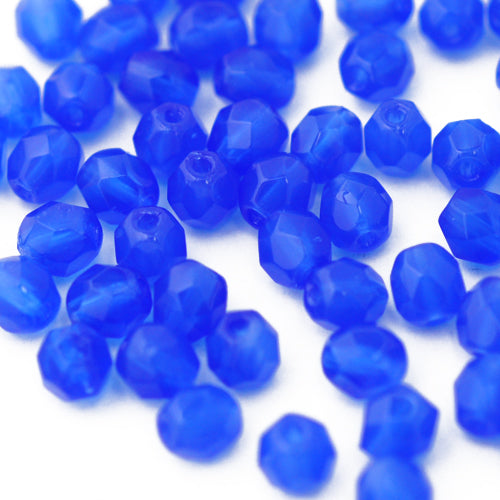 Preciosa ground glass beads blue opal / 100 pcs. / 4mm