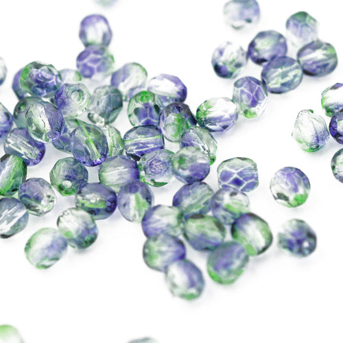 Preciosa faceted glass beads / blue green / 100 pcs. / 4mm