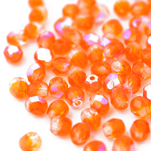 Preciosa ground glass beads hyacinth AB / 100 pcs. / 4mm