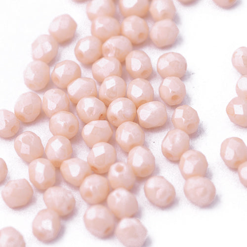 Preciosa ground glass beads beige opaque / 100 pcs. / 4mm