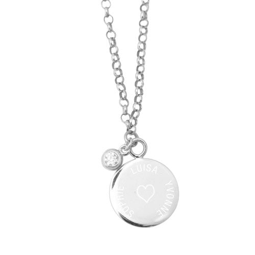 Personalisierte Kette mit Rundgravur & Zirkon / 925er Silber / Erbskette