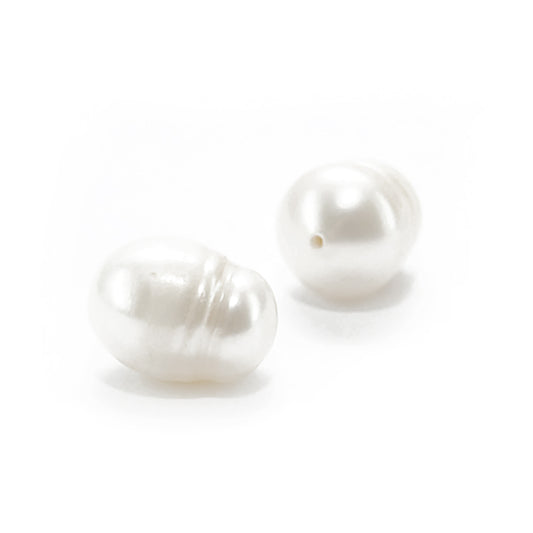 Freshwater pearl strand white oval approx. Ø 9mm