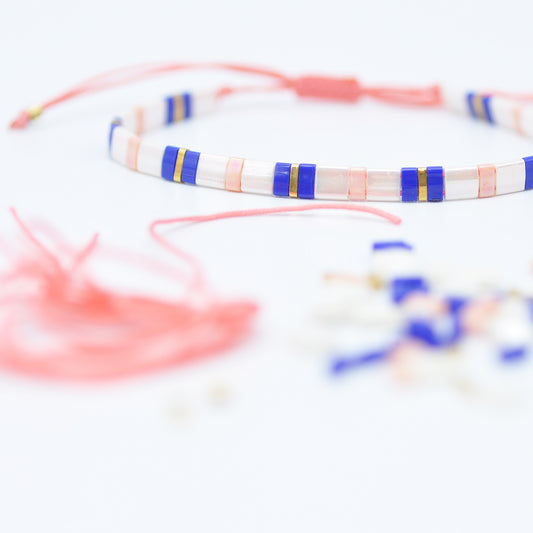 DIY Tila bracelet set / blue pink
