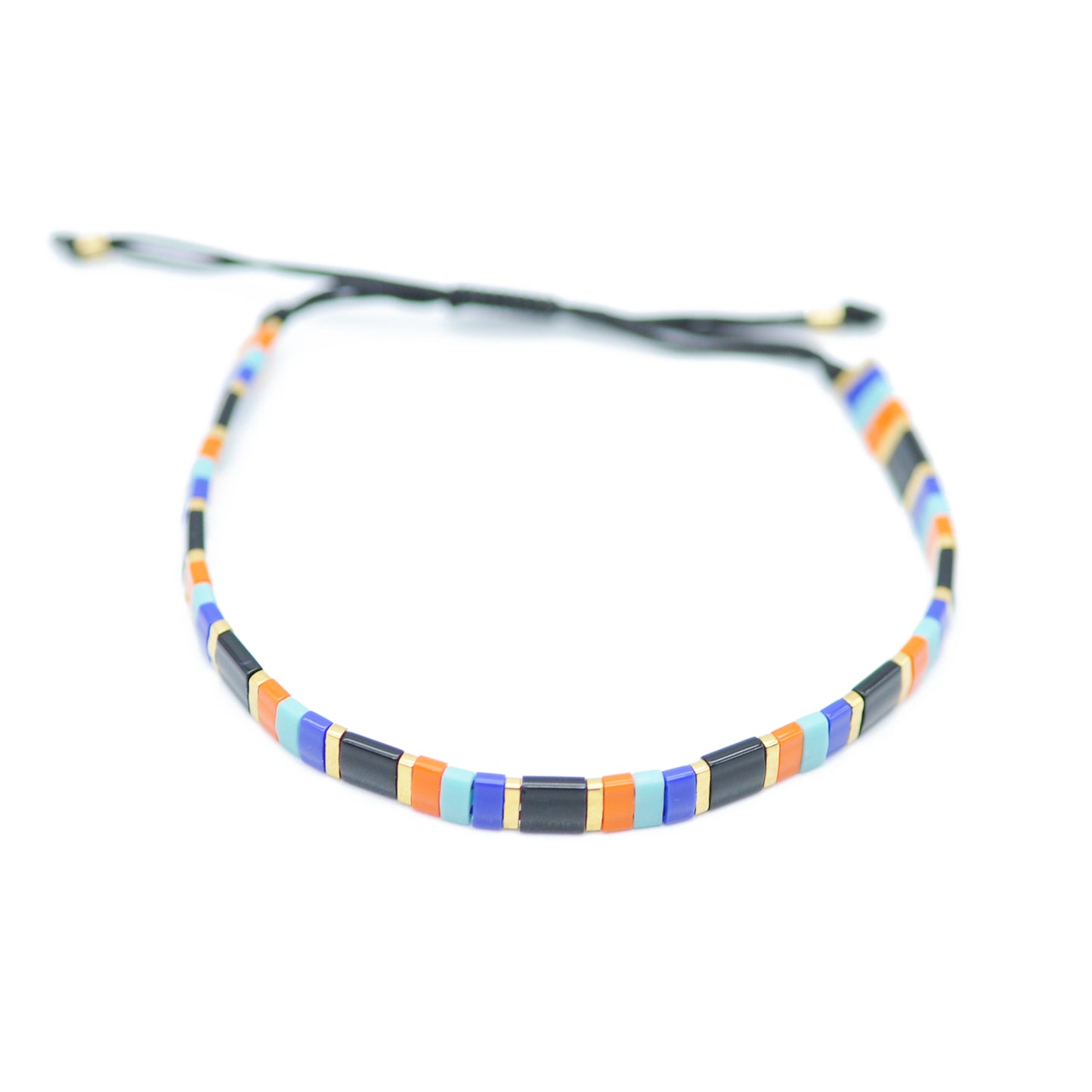 DIY Tila bracelet set / black orange