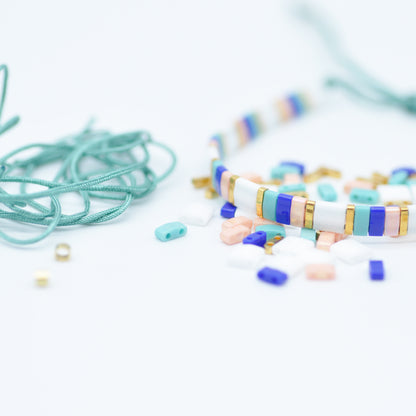 DIY Tila bracelet set / white turquoise