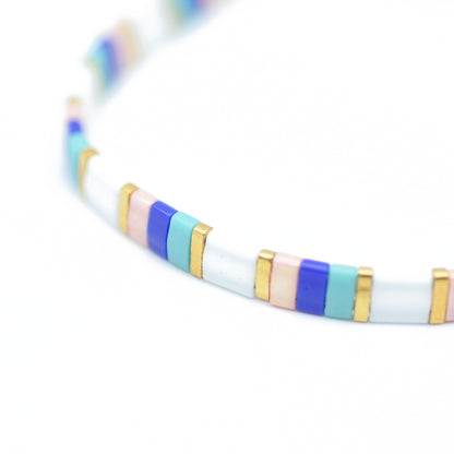 DIY Tila bracelet set / white turquoise