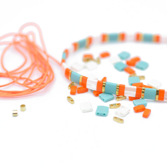 DIY Tila bracelet set / neon orange