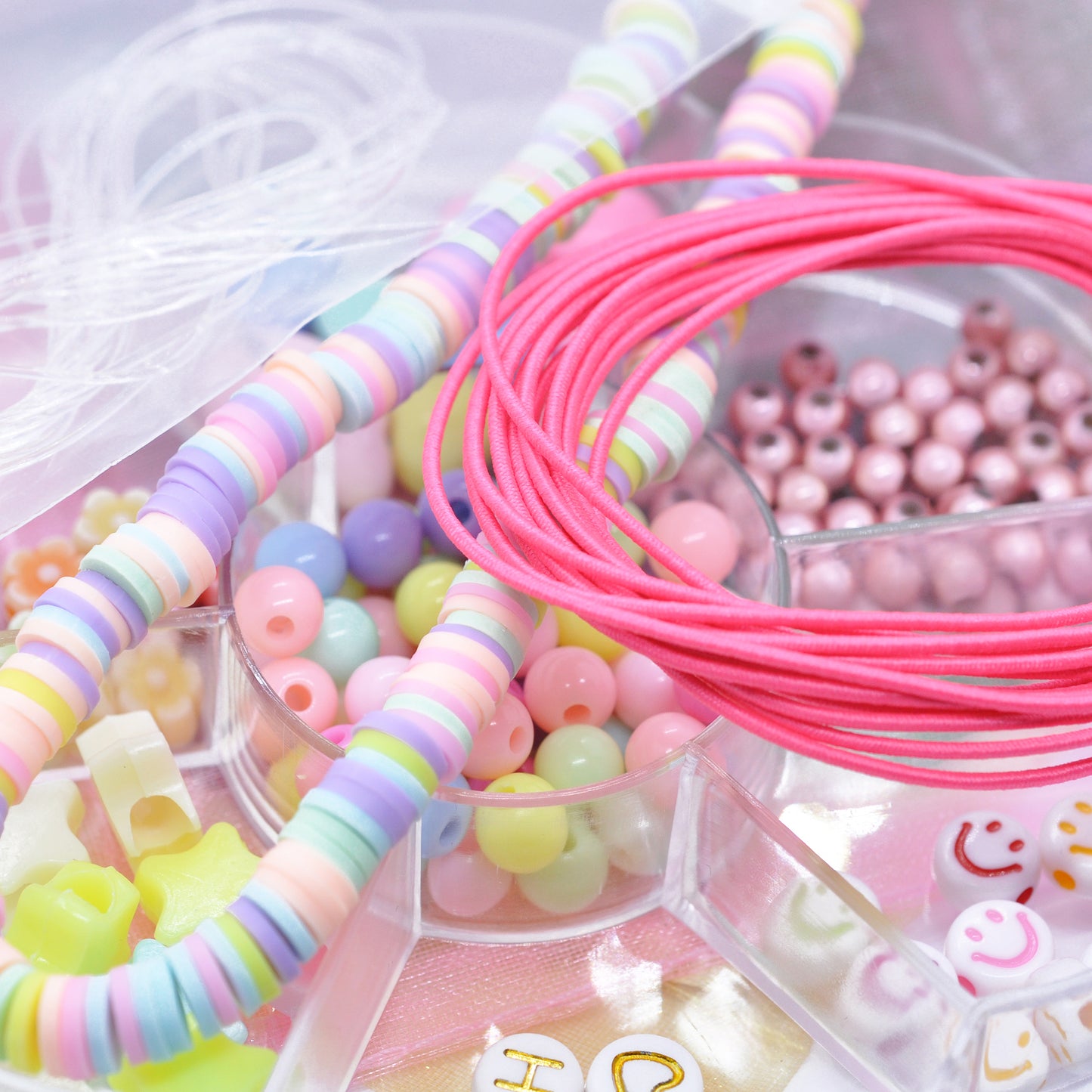 Handicraft set "HAPPY" / colorful beads / Katsuki / organza bags &amp; more