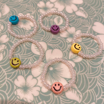 Perlen mit Smiley / bunter Mix / 7 mm / 10 Stk.