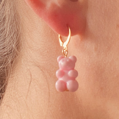 Gummy bear earrings // pink // stainless steel earrings