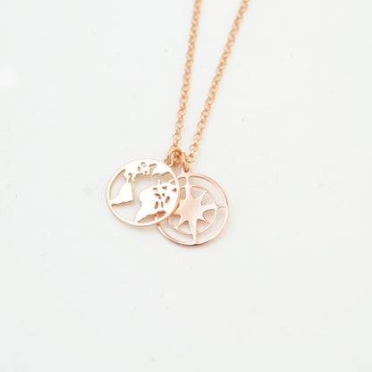 Pendant "Compass" filigree // 925 silver rose gold plated // Ø 14mm
