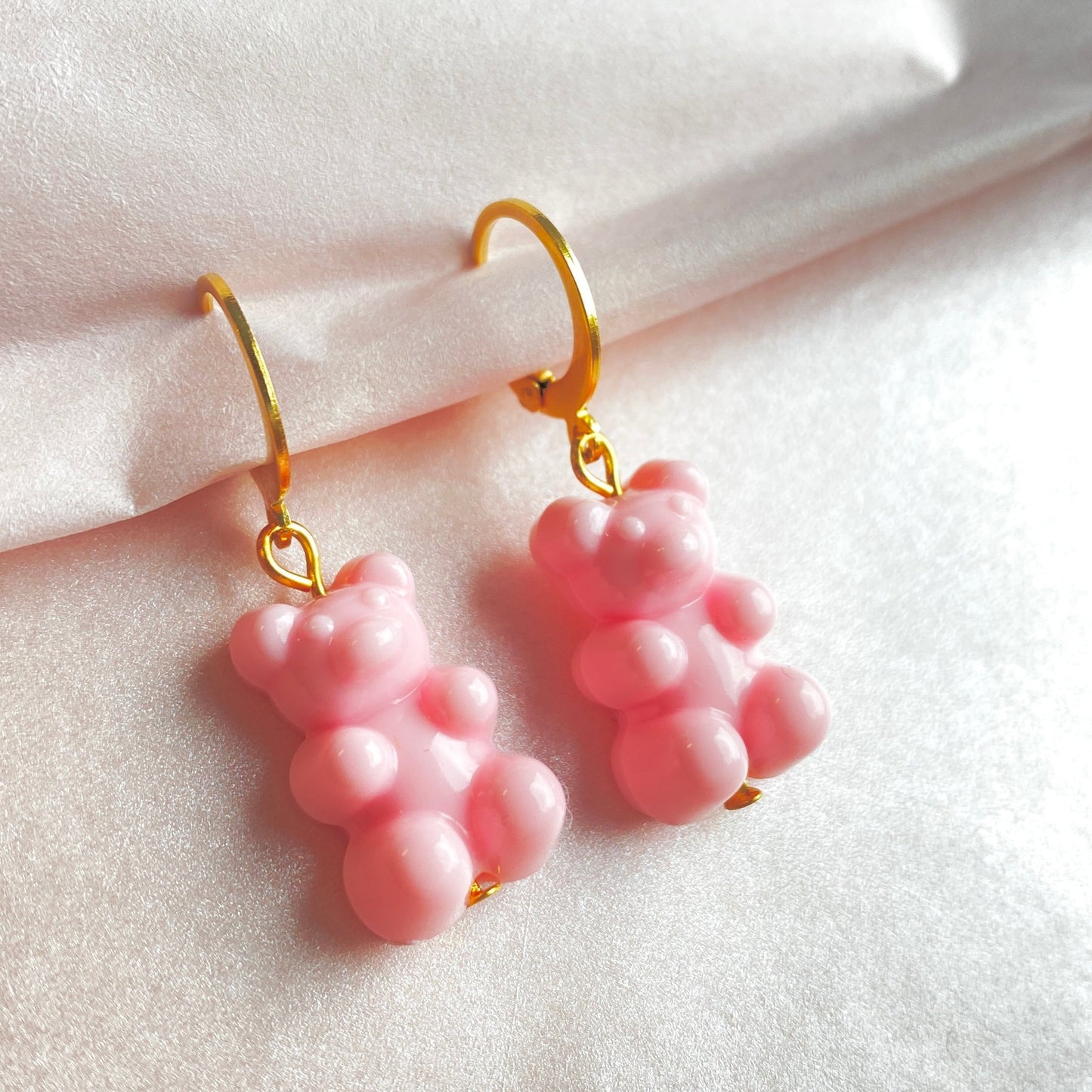 Gummy bear earrings // pink // stainless steel earrings