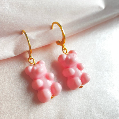 Gummy bear earrings // pink // stainless steel earrings