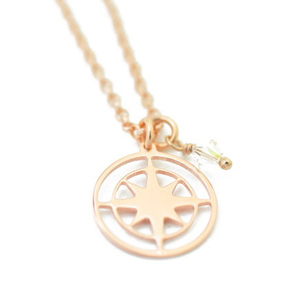 Pendant "Compass" filigree // 925 silver rose gold plated // Ø 14mm