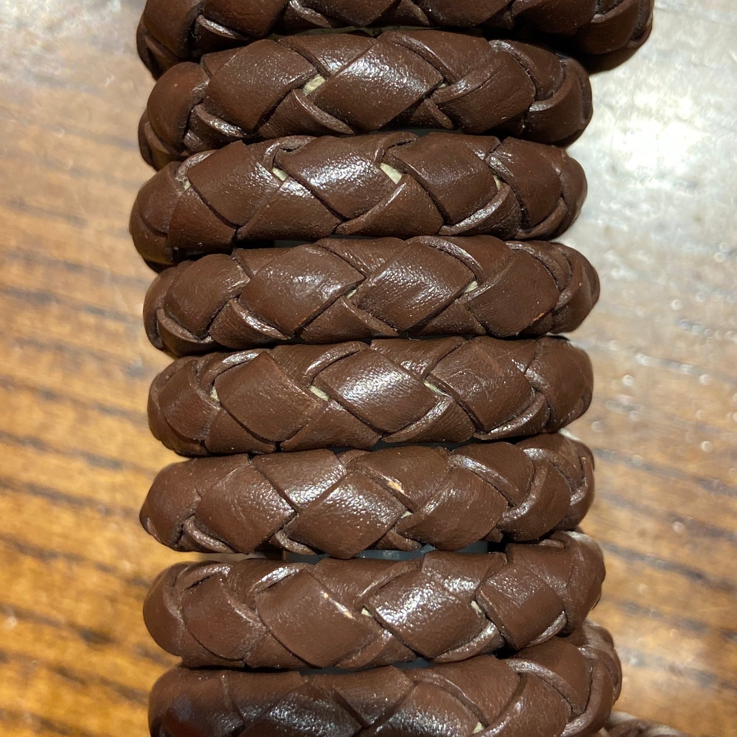 Braided leather cord / brown / 1m Ø 7mm