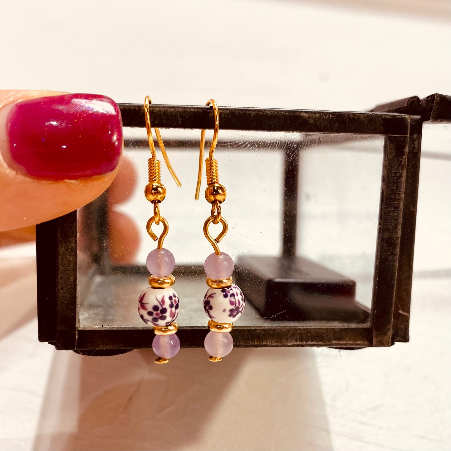Porcelain bead flower lilac / Ø 6 mm