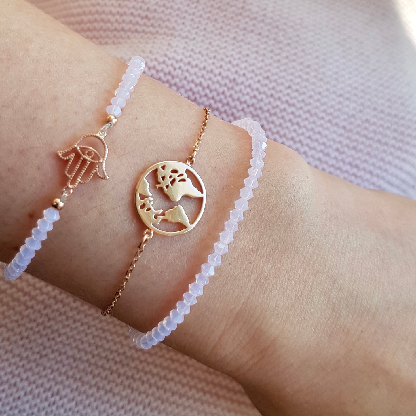 Around the World / world connector / 925 silver rose gold plated / Ø 14mm