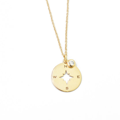 Pendant "Compass" // 925 silver gold plated // Ø 14mm
