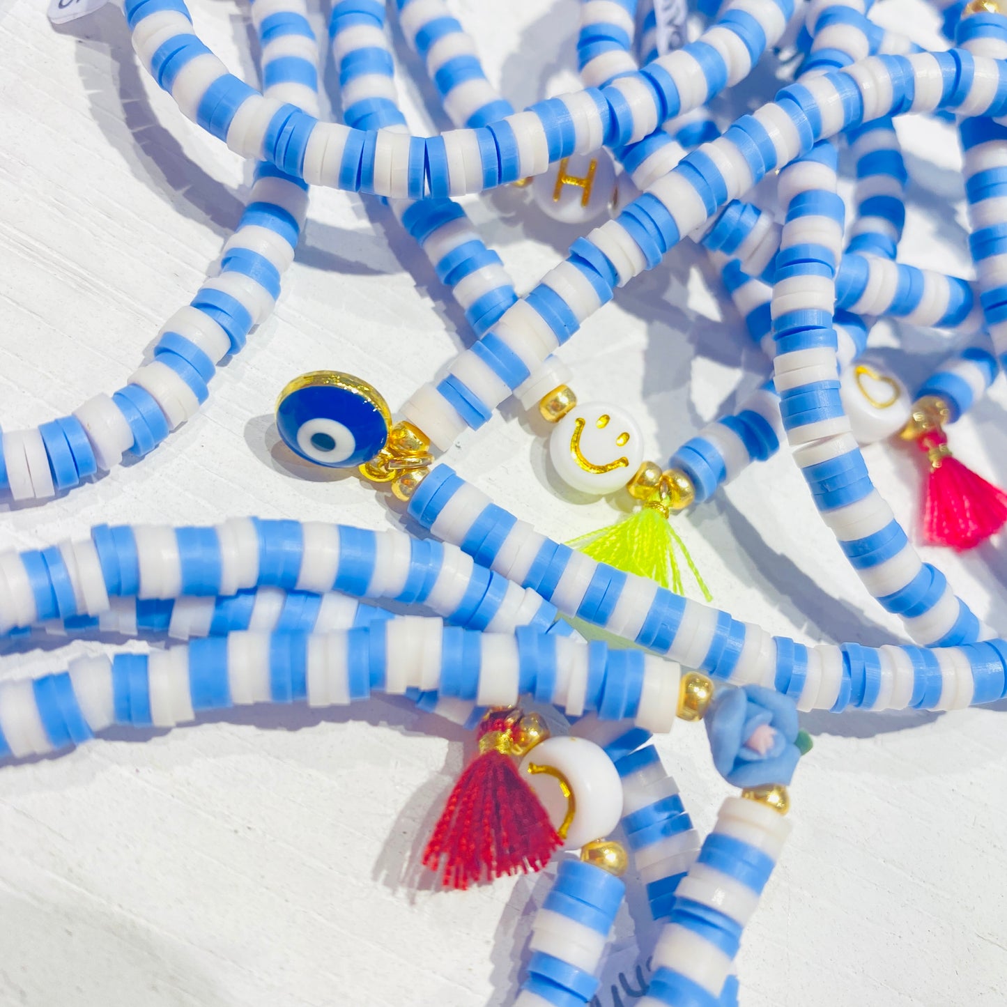 Evil Eye Pendant enameled / blue gold / Ø 6 mm