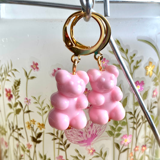 Gummy bear earrings // pink // stainless steel earrings