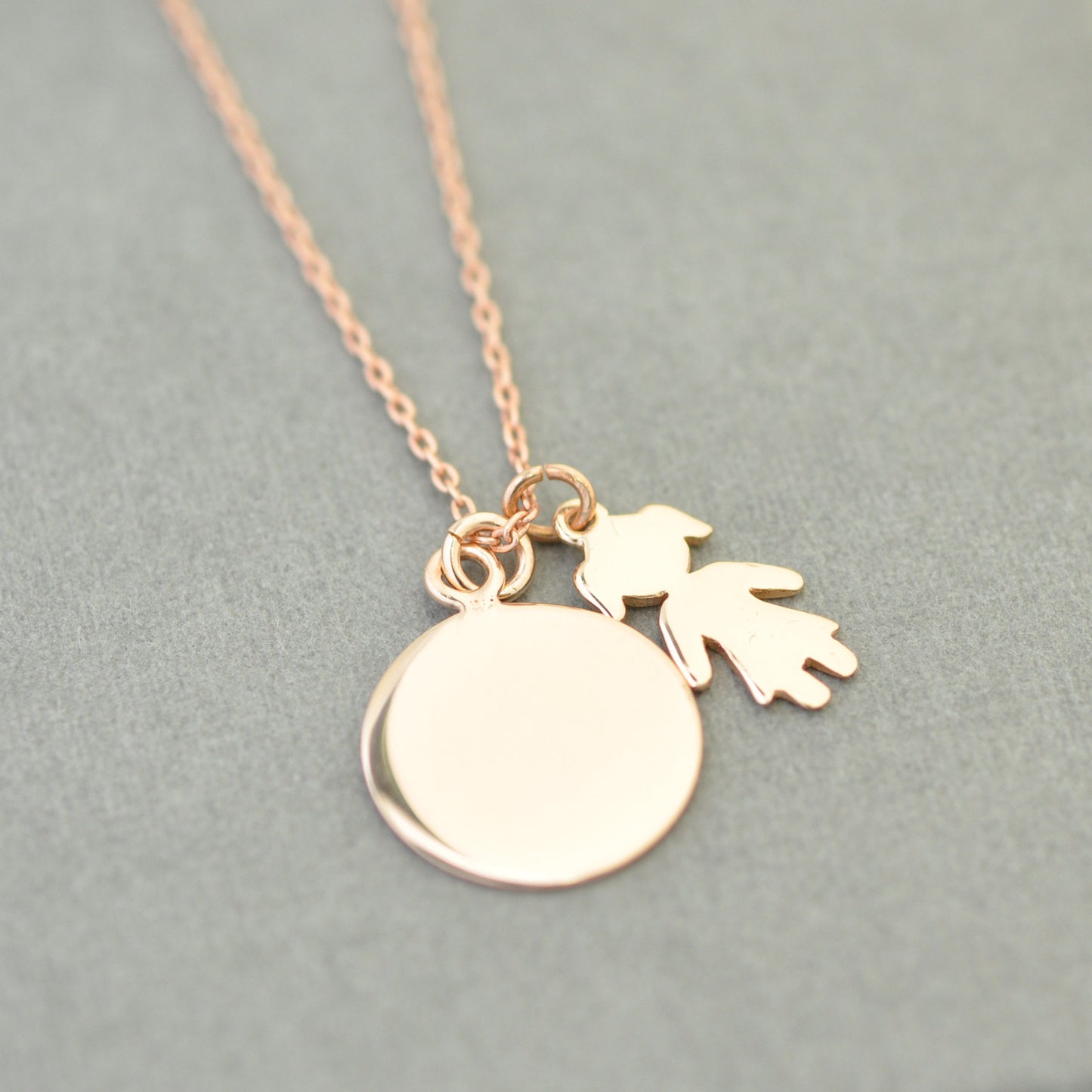 Pendant girl - Girl / 925 silver 18k gold plated / 12 mm
