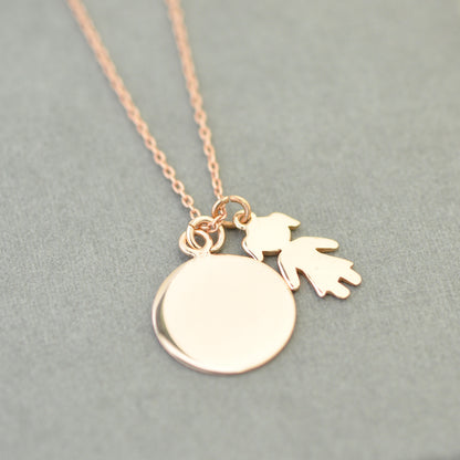 Pendant girl - Girl / 925 silver 18k gold plated / 12 mm