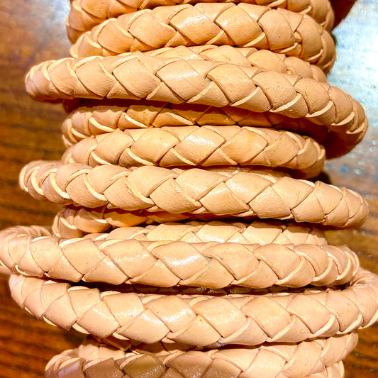 Bolo Lederband geflochten / creme / 1m  Ø 7mm