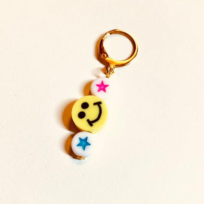 Polymer clay smiley bead / yellow / 10 mm