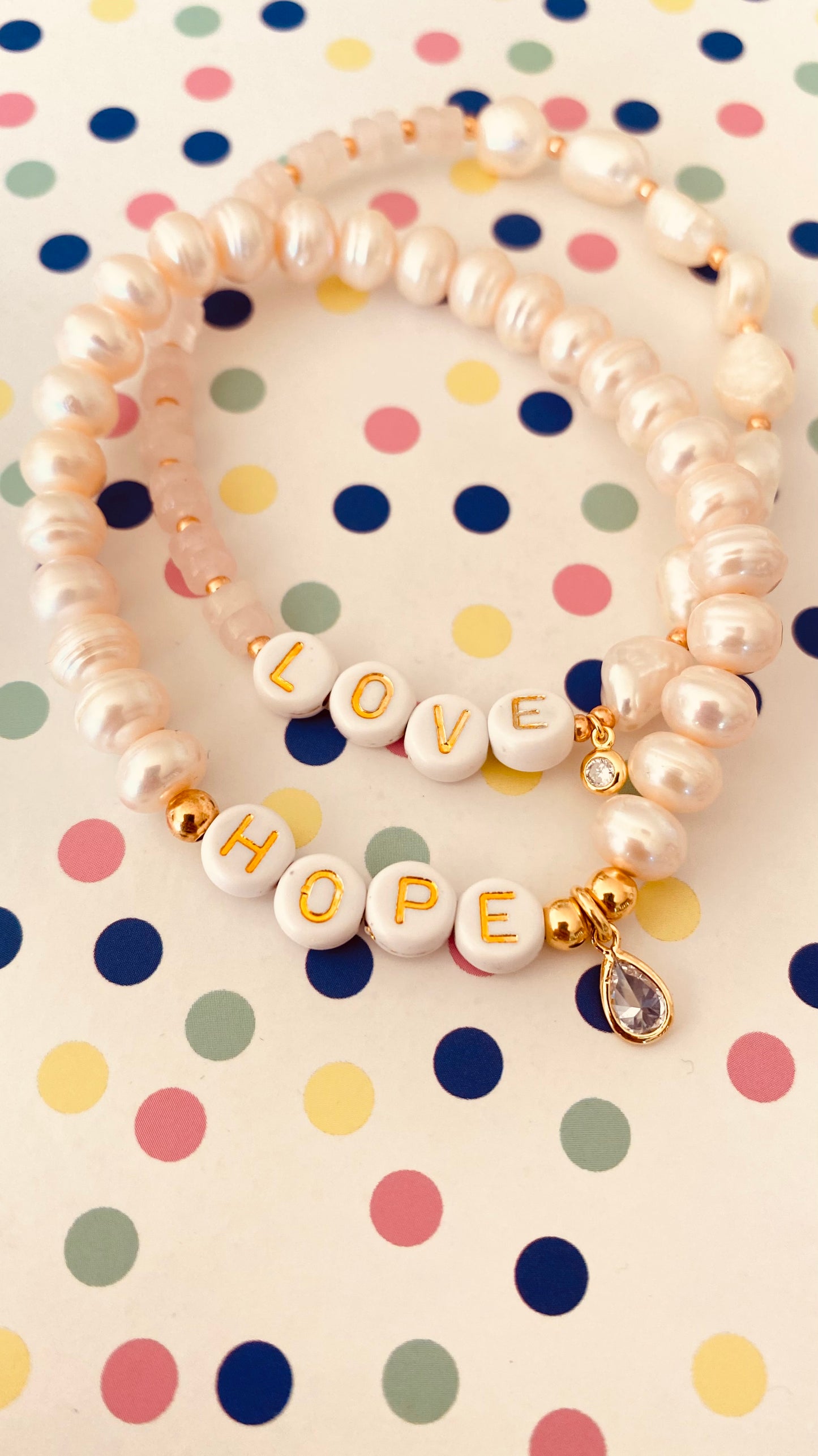 Personalized freshwater pearl name bracelet - letters white gold