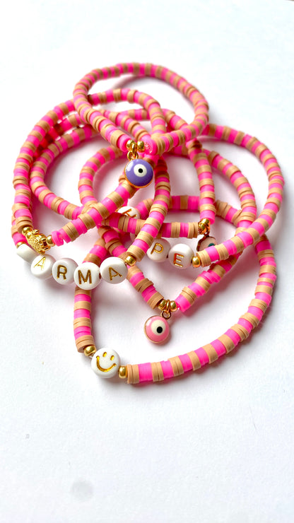 Katsuki beads strand / neon pink / Ø 4 mm
