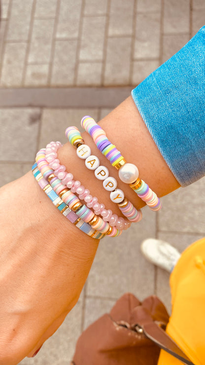 Katsuki name bracelet powder pastel - letters white gold